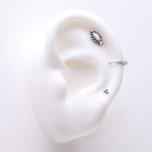 3 Pcs of Assorted Titanium Bali Beaded Marquise Fire Opal Stud x Clicker Package